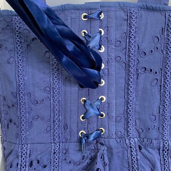 NWT Corset Story VERONICA SUMMER NAVY BRODERIE ANGLAISE COTTON CORSET DRESS US 6 - Picture 11 of 14